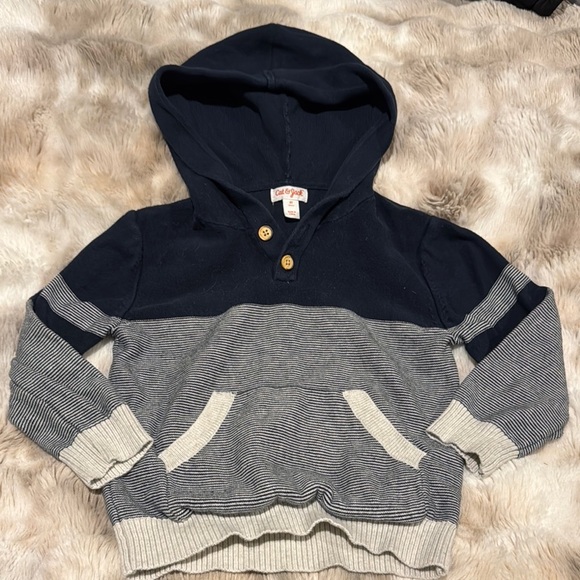 Cat & Jack Navy and Gray Striped sweater - Picture 1 of 5